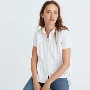 Madewell White Tiered Shirtsleeve Button Up Size M
